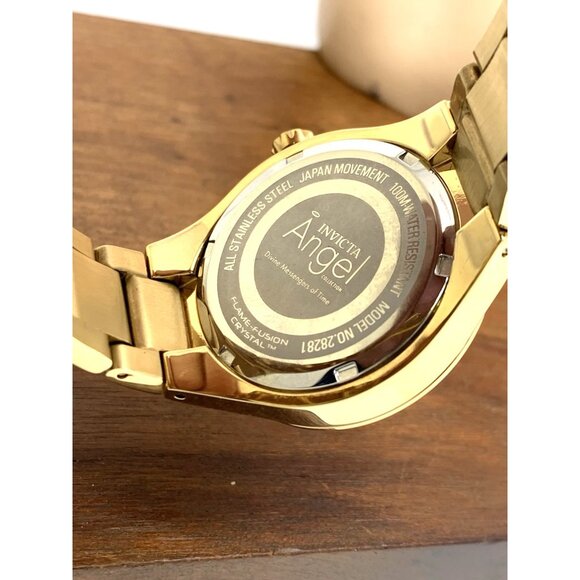 Invicta Women's Watch 28281 Angel Blue Dial Gold Stainless Steel Quartz 35mm - Picture 6 of 13